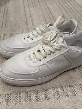 Moncler White Low-Top Leather Sneakers